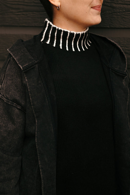 Elan Black Stitching Sweater