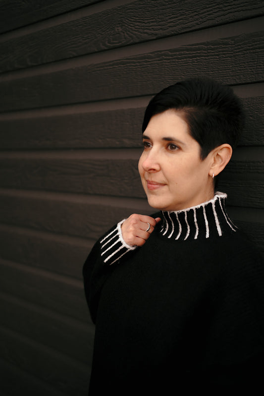 Elan Black Stitching Sweater