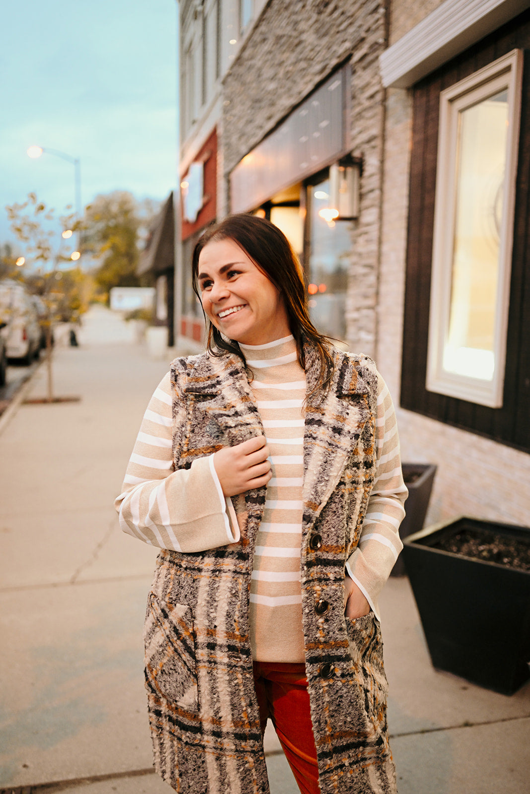 Tribal Long Plaid Vest