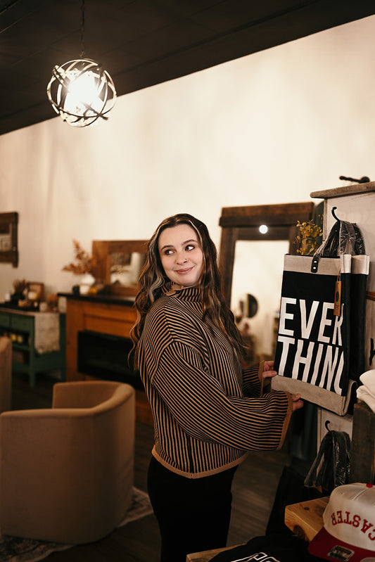 Elan Tan Black Sweater