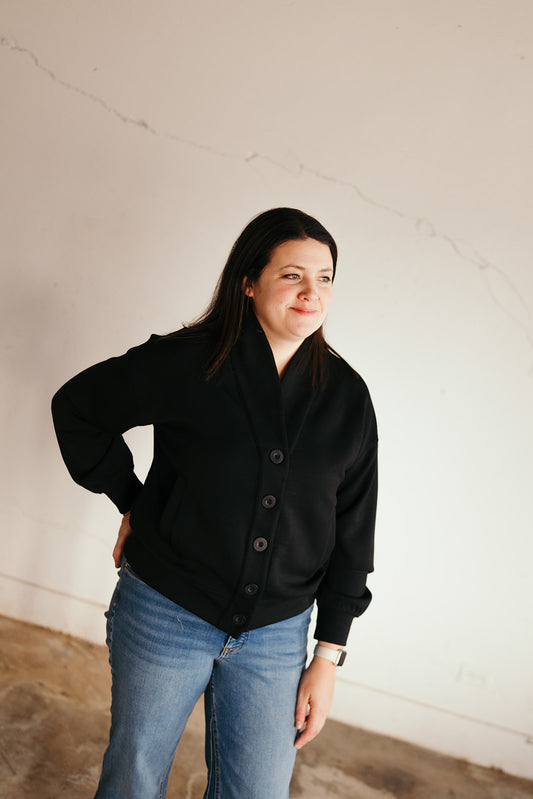 Black Scuba Cardigan