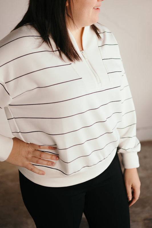 White Stripe Scuba Sweatshirt