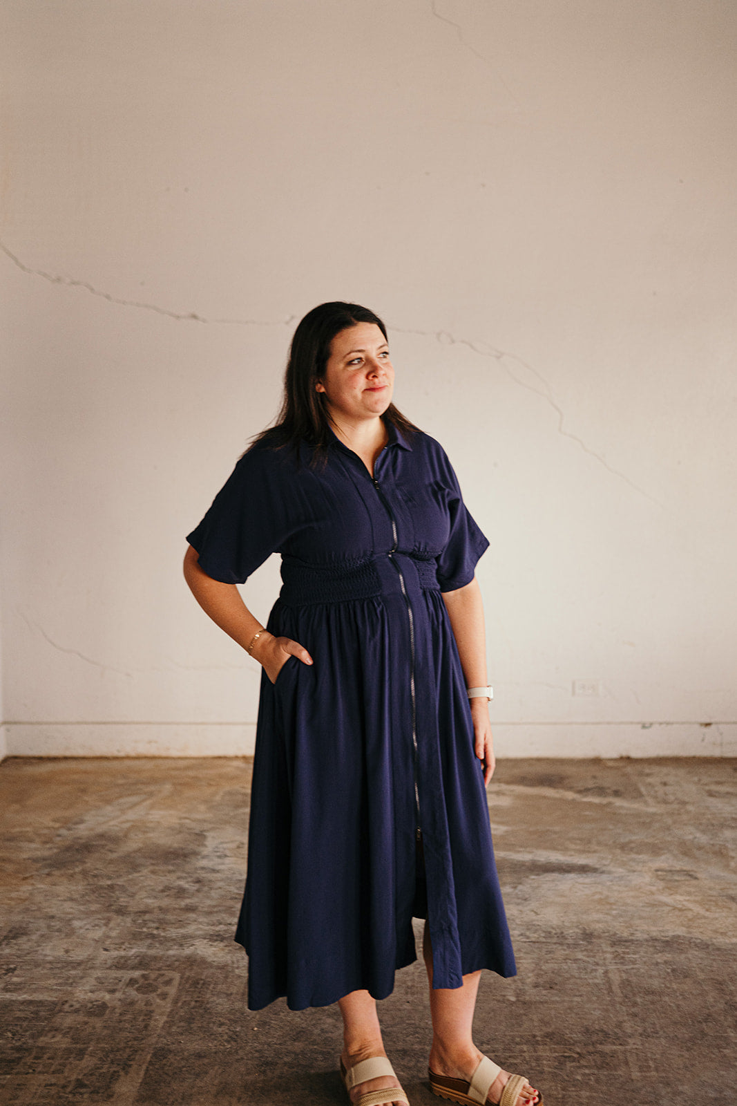 Elan Navy Midi Dress