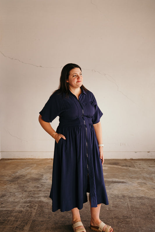 Elan Navy Midi Dress