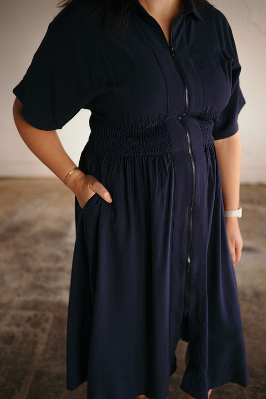 Elan Navy Midi Dress