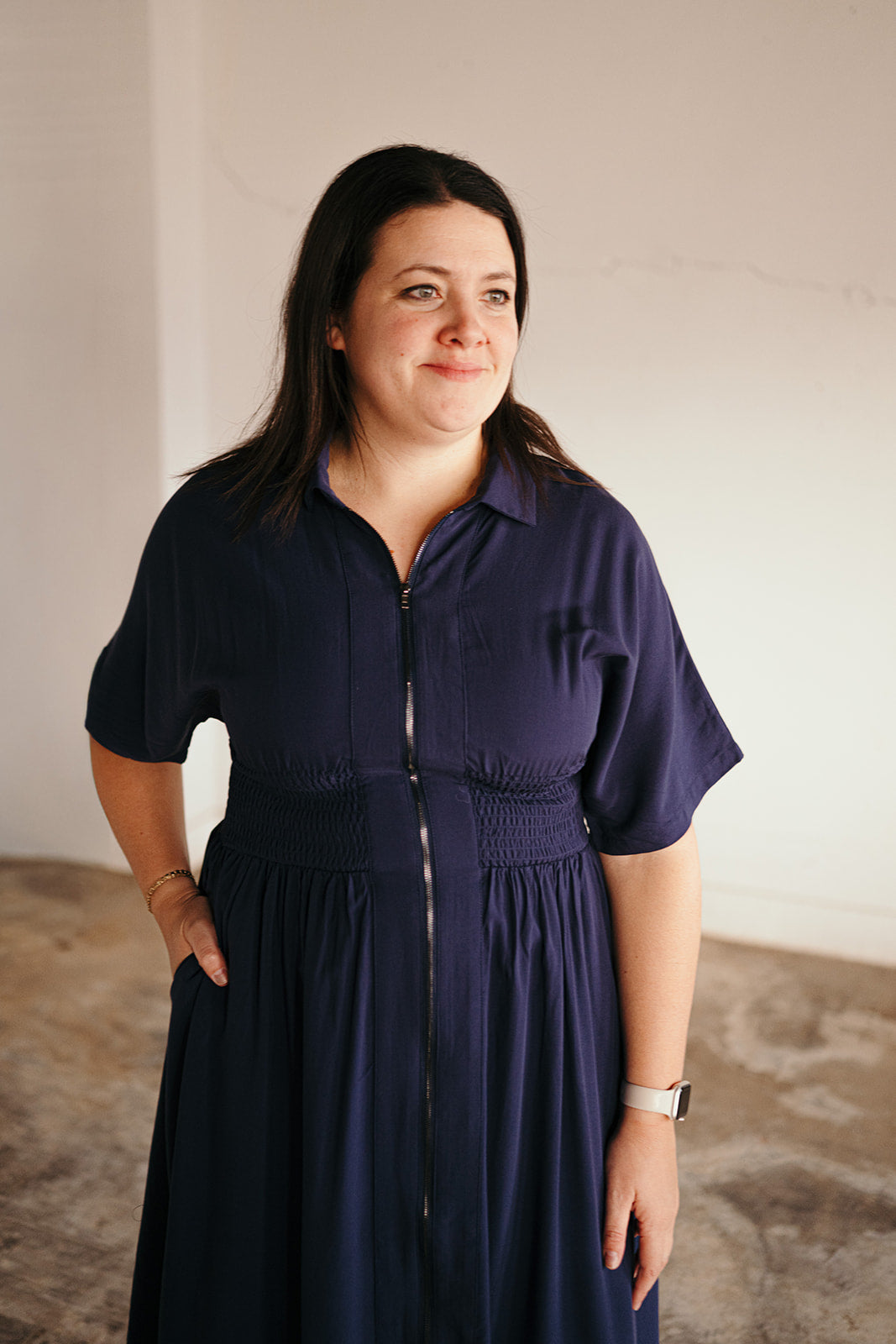 Elan Navy Midi Dress