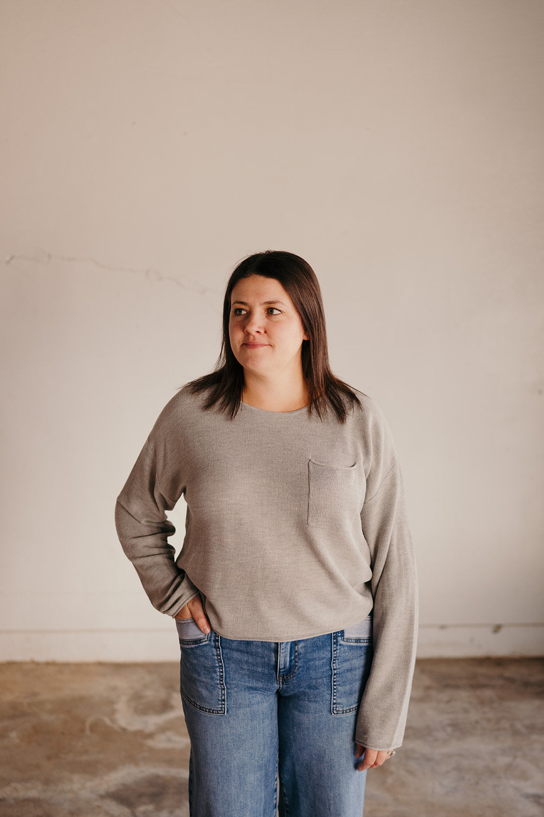 Elan Grey Crew Sweater