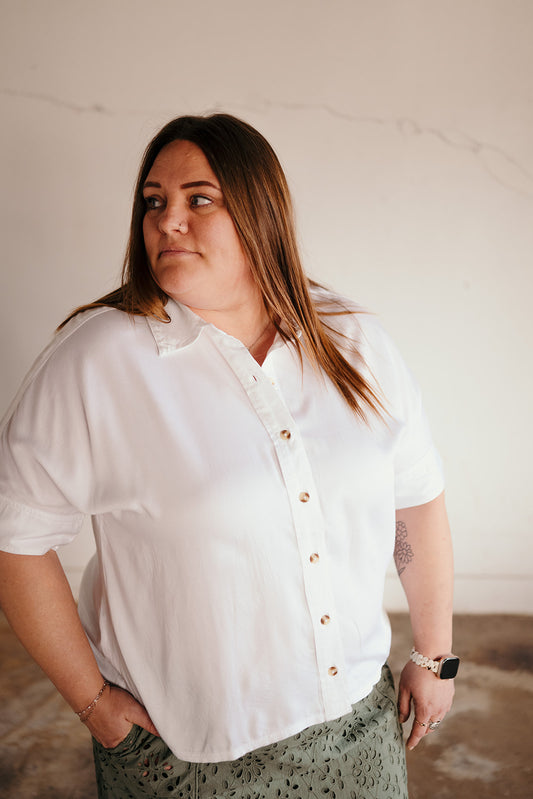 Tribal White Elbow Sleeve Blouse