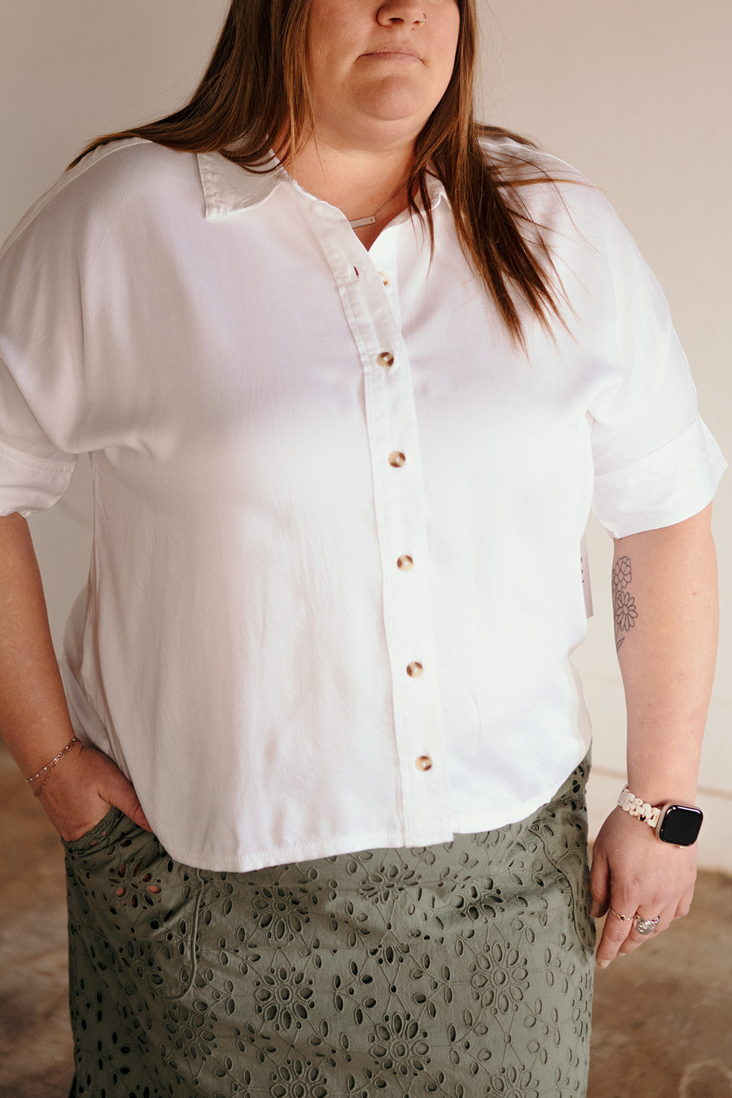 Tribal White Elbow Sleeve Blouse