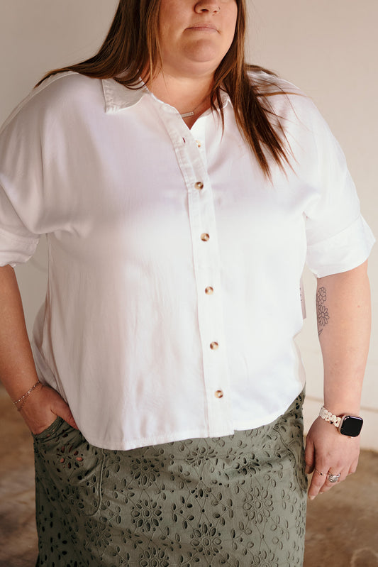 Tribal White Elbow Sleeve Blouse