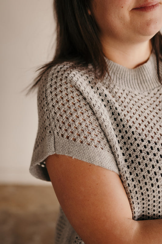 Elan Grey Open Knit Sweater