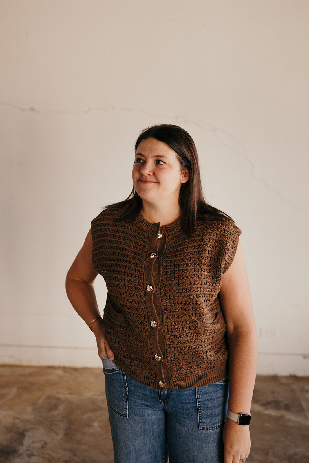 Elan Camel Cardigan Sweater