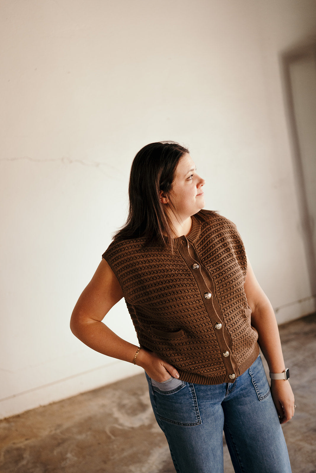 Elan Camel Cardigan Sweater