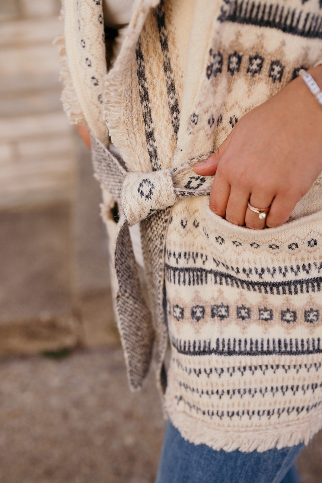 Elan Off White Belted Vest