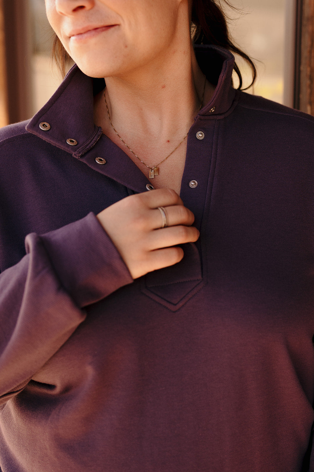 Purple Snap Front Sweatshirt