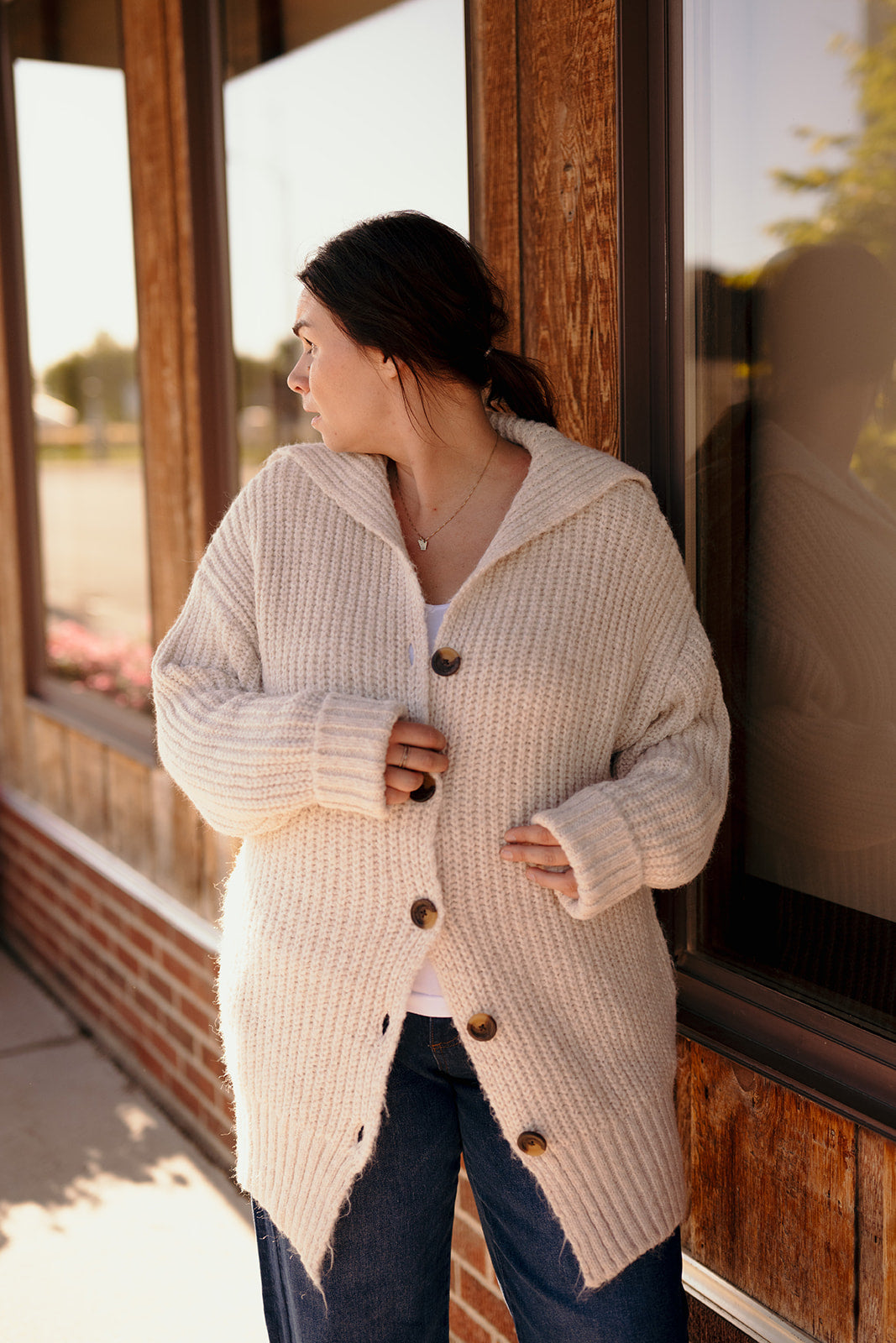 Tribal Oversized Cream Cardigan