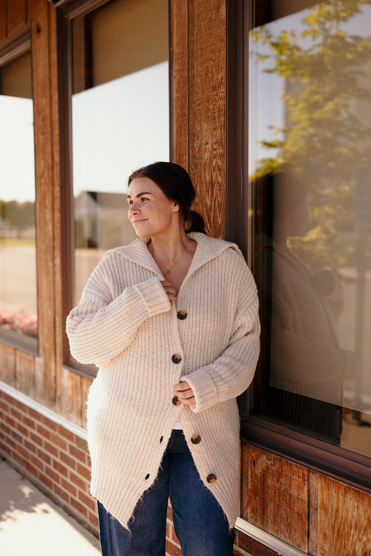 Tribal Oversized Cream Cardigan