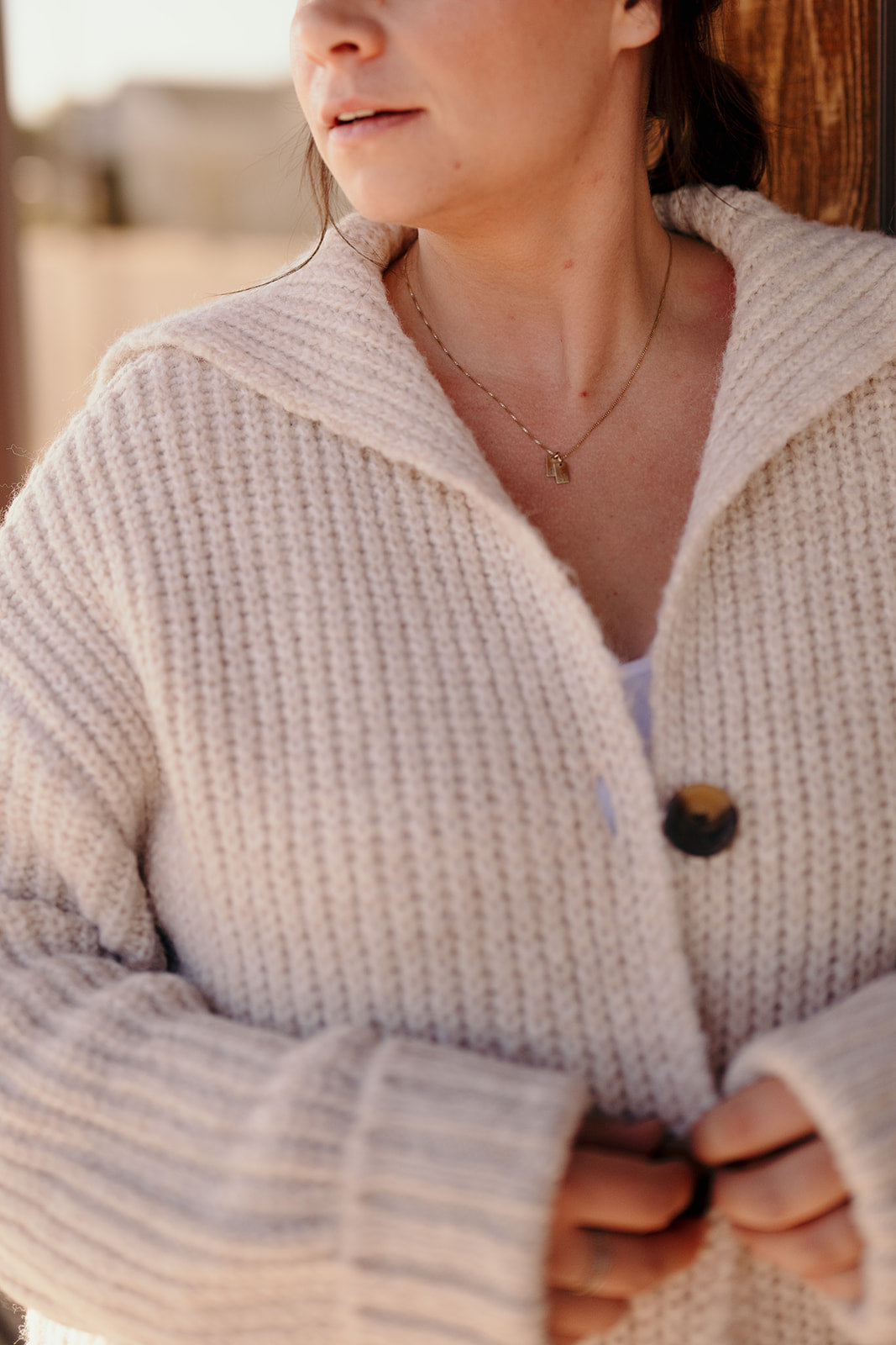 Tribal Oversized Cream Cardigan