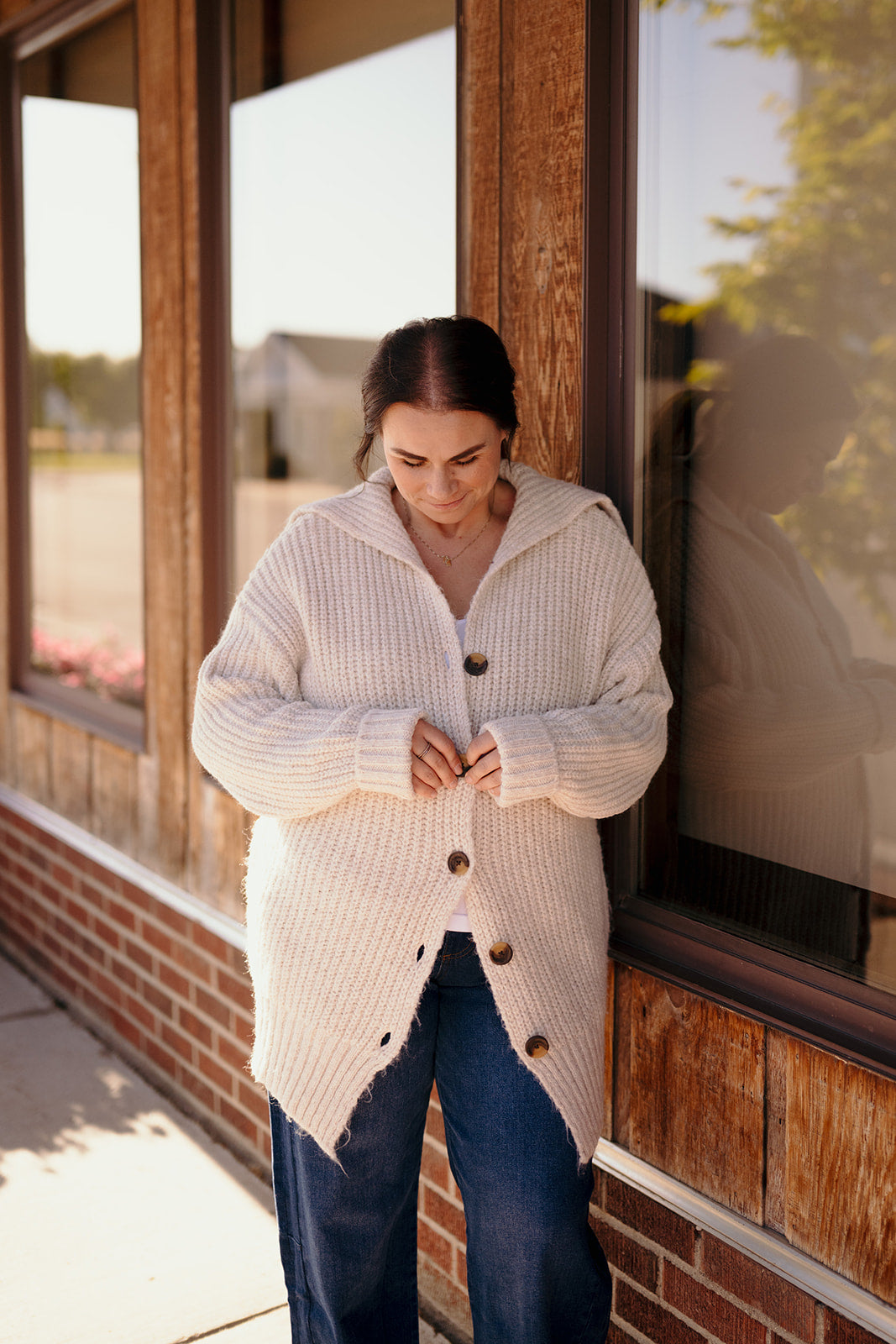 Tribal Oversized Cream Cardigan