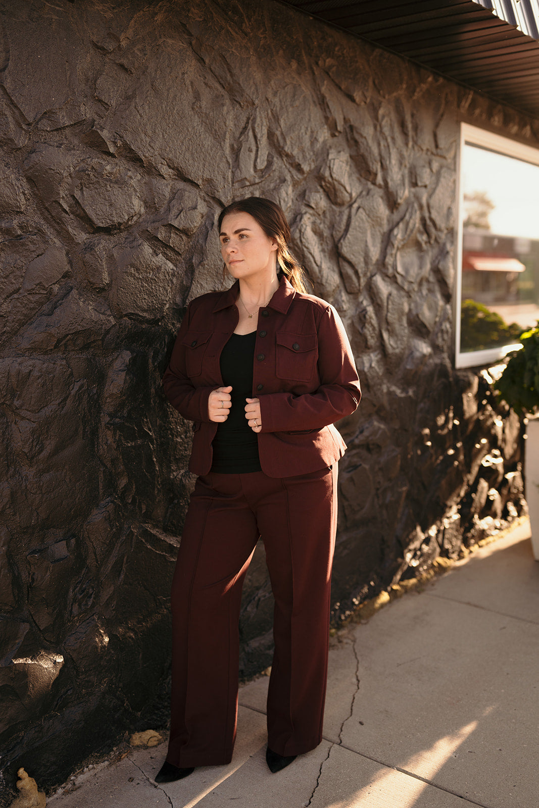 Liverpool Dark Oxford Peplum Jacket