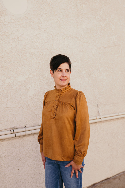 Camel Ruffle Blouse