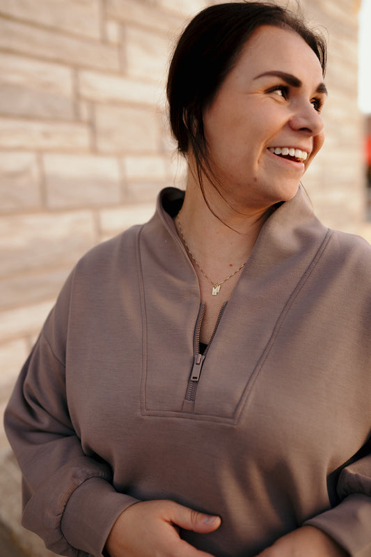 Plus Scuba Quarter Zip Sweatshirt
