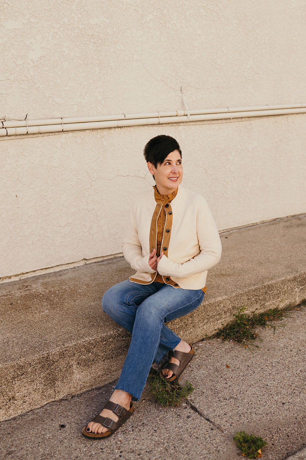 Suede Trim Sweater