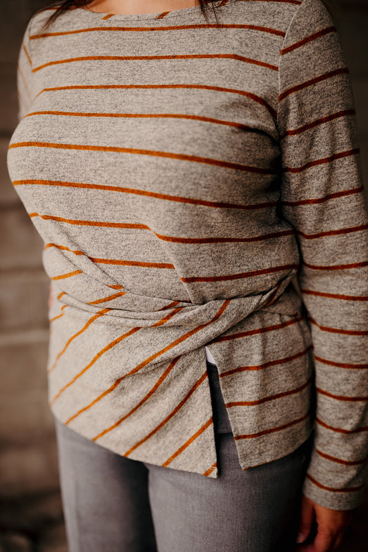 Liverpool Twist Front Heathered Sweater