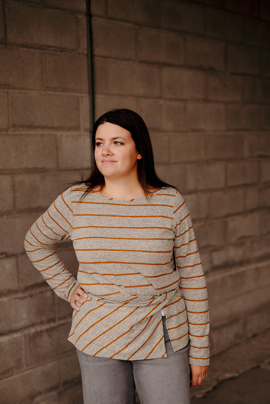 Liverpool Twist Front Heathered Sweater
