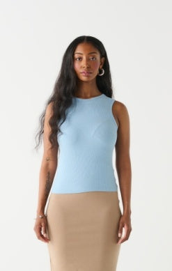 Sky Blue Ribbed Tank Top