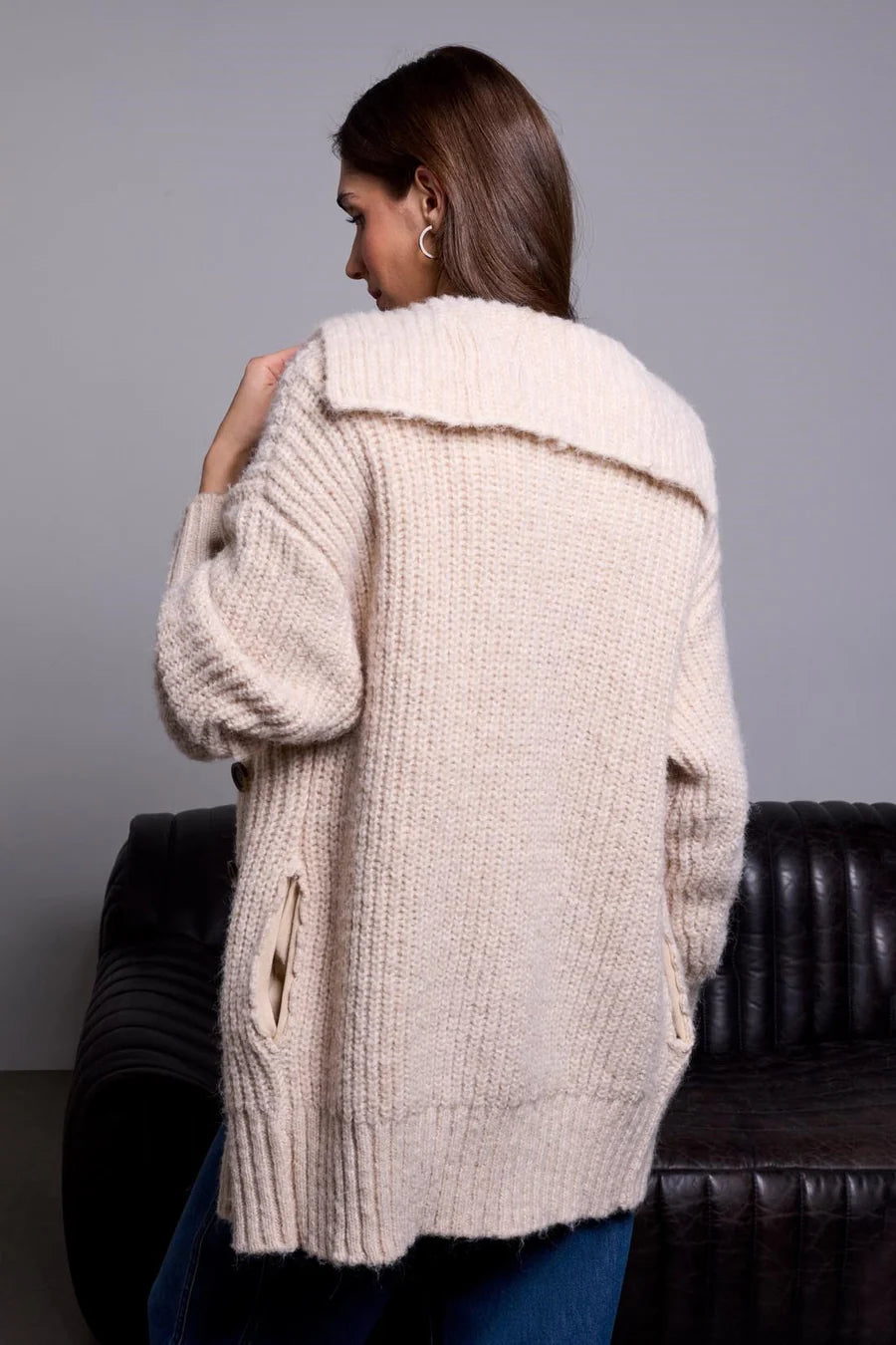 Tribal Oversized Cream Cardigan
