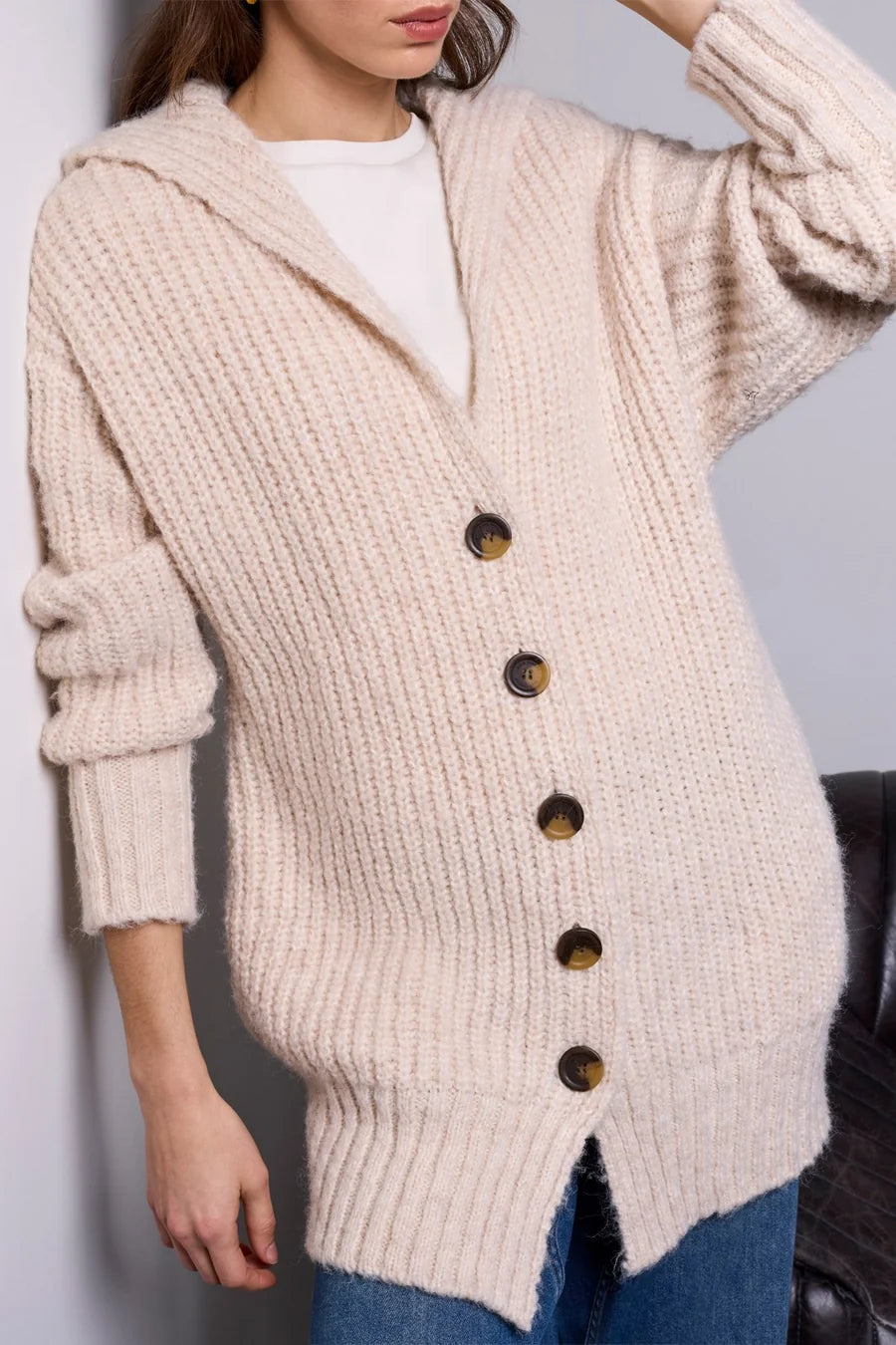 Tribal Oversized Cream Cardigan
