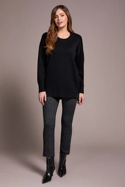 Tribal Black Crew Tunic Sweater