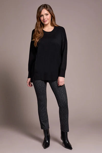 Tribal Black Crew Tunic Sweater