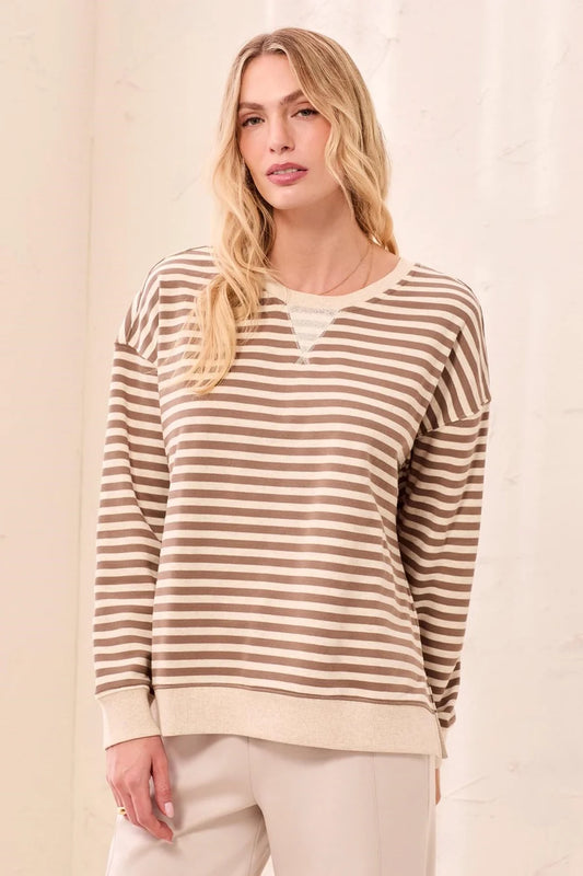 Tribal Taupe Stripe Sweatshirt