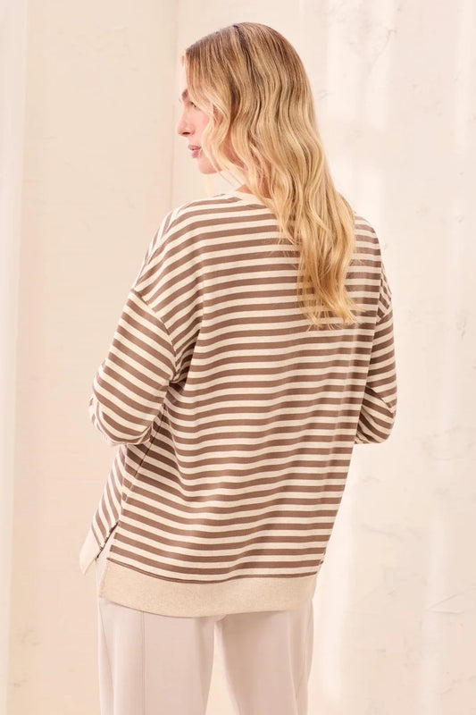 Tribal Taupe Stripe Sweatshirt
