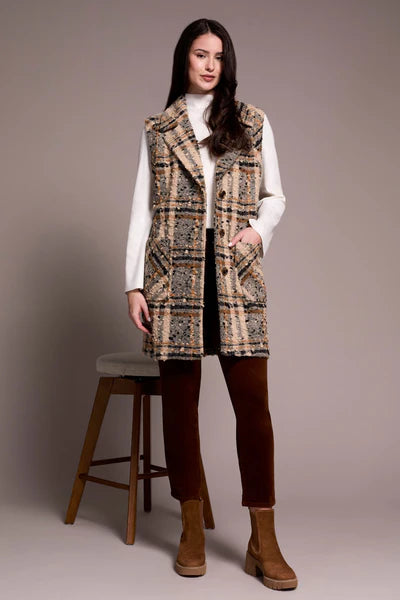 Tribal Long Plaid Vest