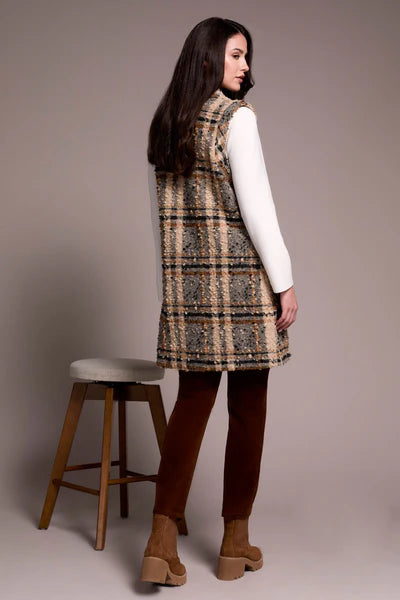 Tribal Long Plaid Vest