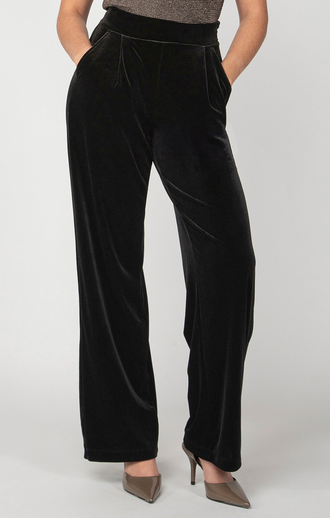 Black Wide Leg Velour Pant