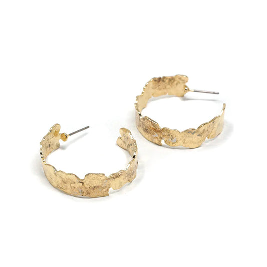 Brushed Metal Hoop Earring