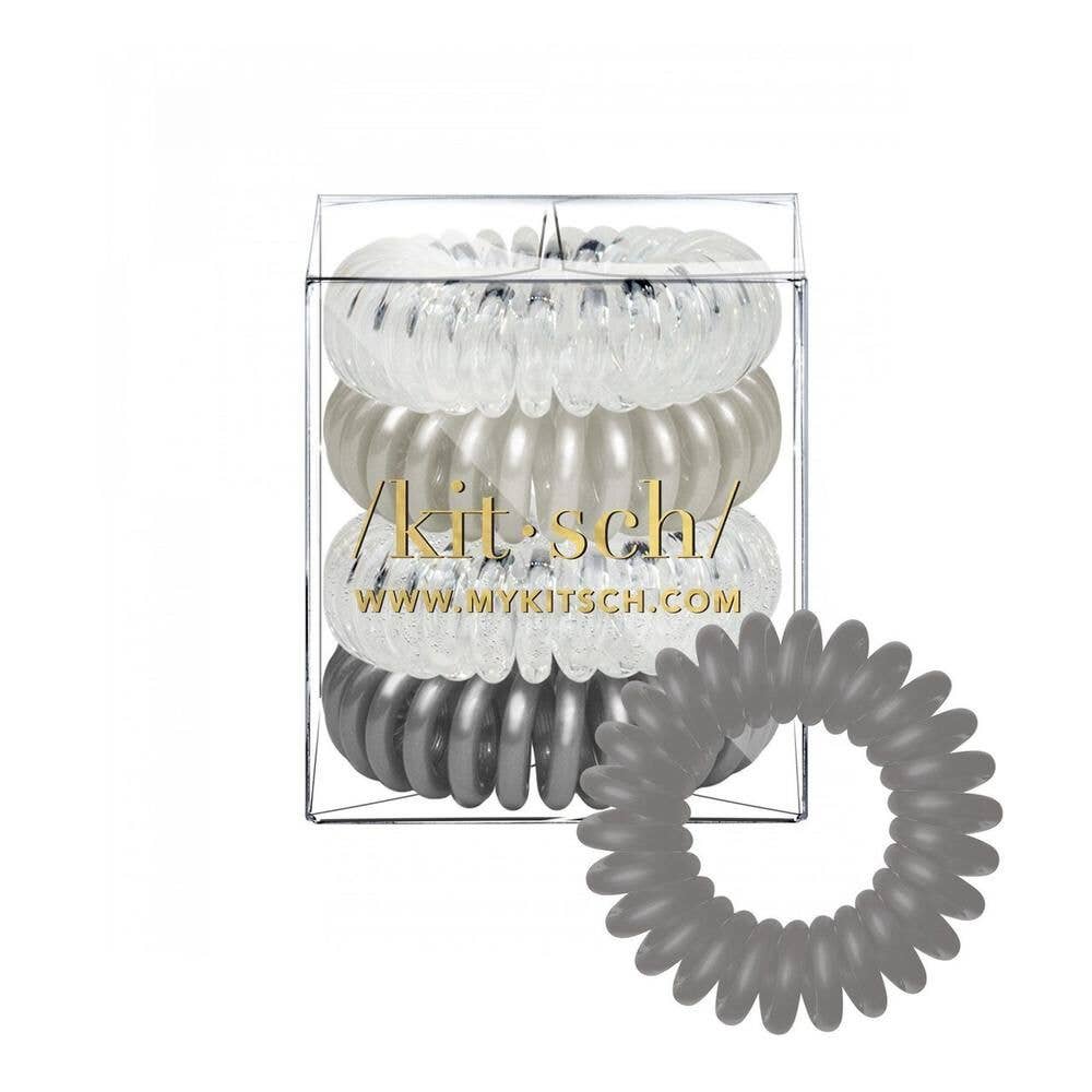 Spiral Hair Ties 4 Pack - Charcoal