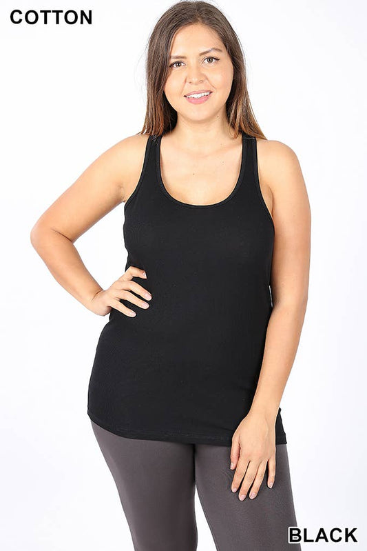 PLUS SIZE RACER BACK RIB TANK