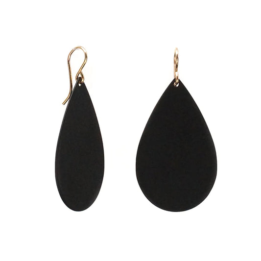 Tear Drop Earrings Matte Black Solid