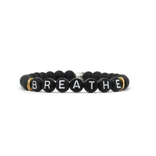 Wordy Natural Stone Bracelet-onys/black/gold