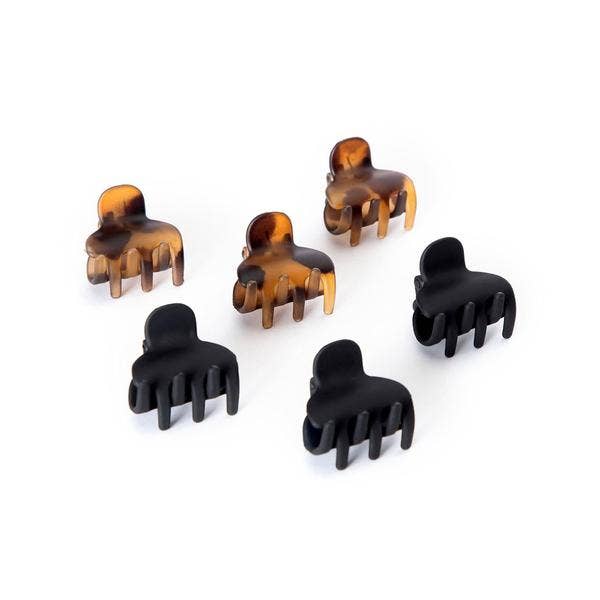 Recycled Plastic X-Small Claw Clips 6pc - Black & Tort