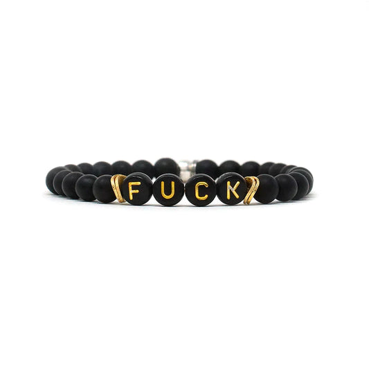 Wordy Natural Stone Bracelet-onys/black/gold