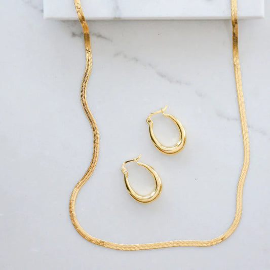 Oval Huggie Hoop Earring