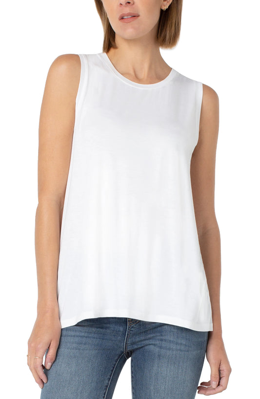 Off White Sleeveless Scoop Neck Tank