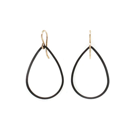 Tear Drop Earrings Matte black hoop